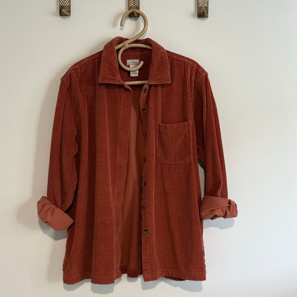 Vintage LL Bean Corduroy Button Down - Large - Rust Orange